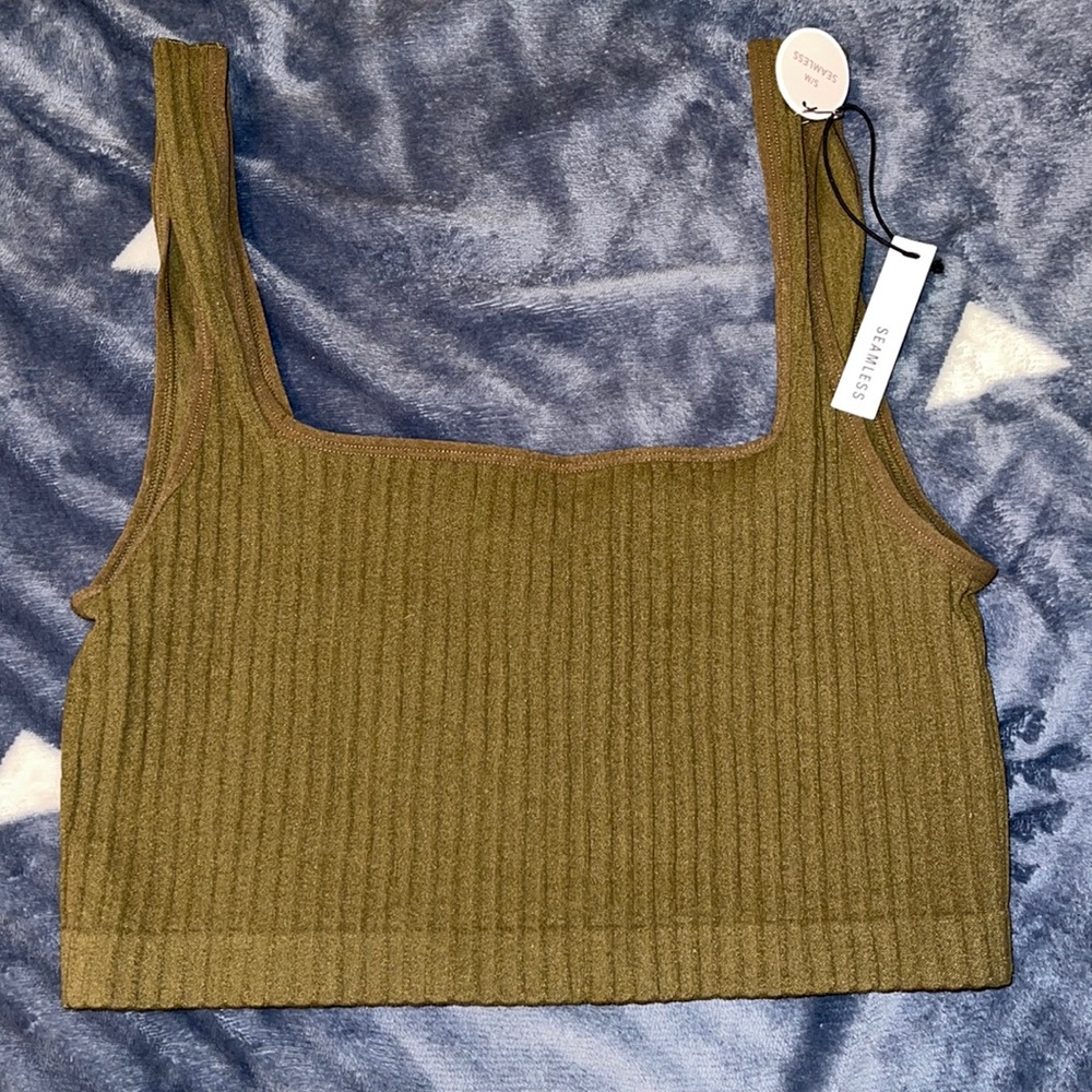 Sage green seamless crop top